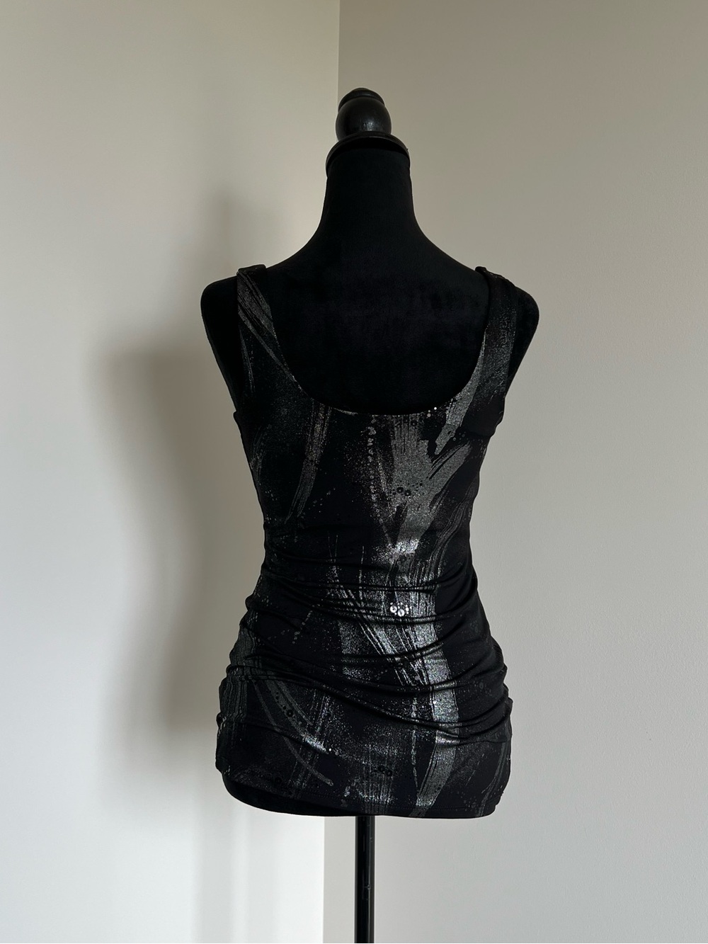 Y2K Black Sequin & Metallic Accent Going Out Tank Top